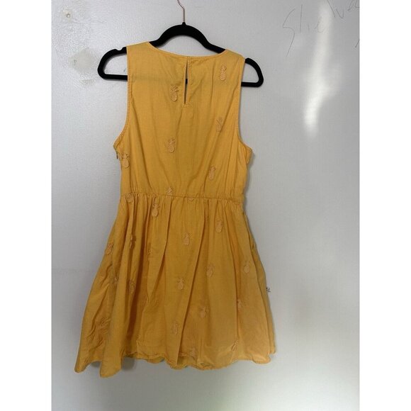 J Crew Mini Dress Womens 10 Yellow Pineapple Cotton Lightweight Breezy Tropical - Picture 8 of 8